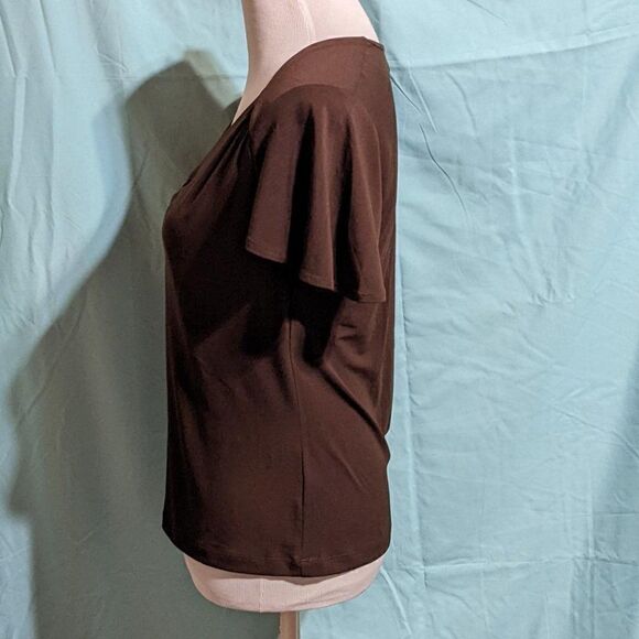 🆕NWT BROWN ANNE KLEIN SPORT SHORT SLEEVE TOP - SMALL - Picture 4 of 7